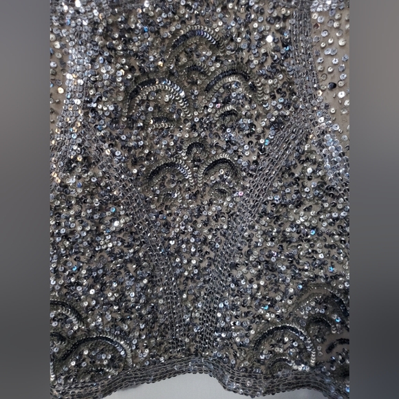 NWT Silver Sequin Embellished Cocktail Dress Size 10 by Aidan Mattox - Picture 4 of 14